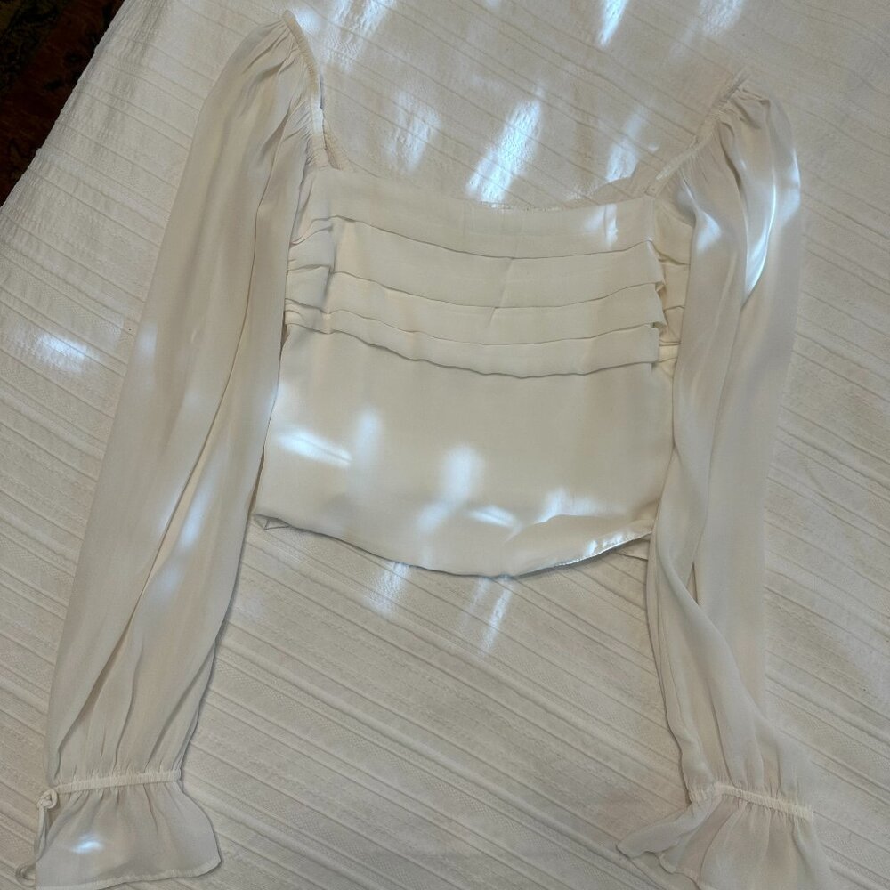 Abercrombie & Fitch Puff Sleeve Ruched Bodice Square Neck Blouse